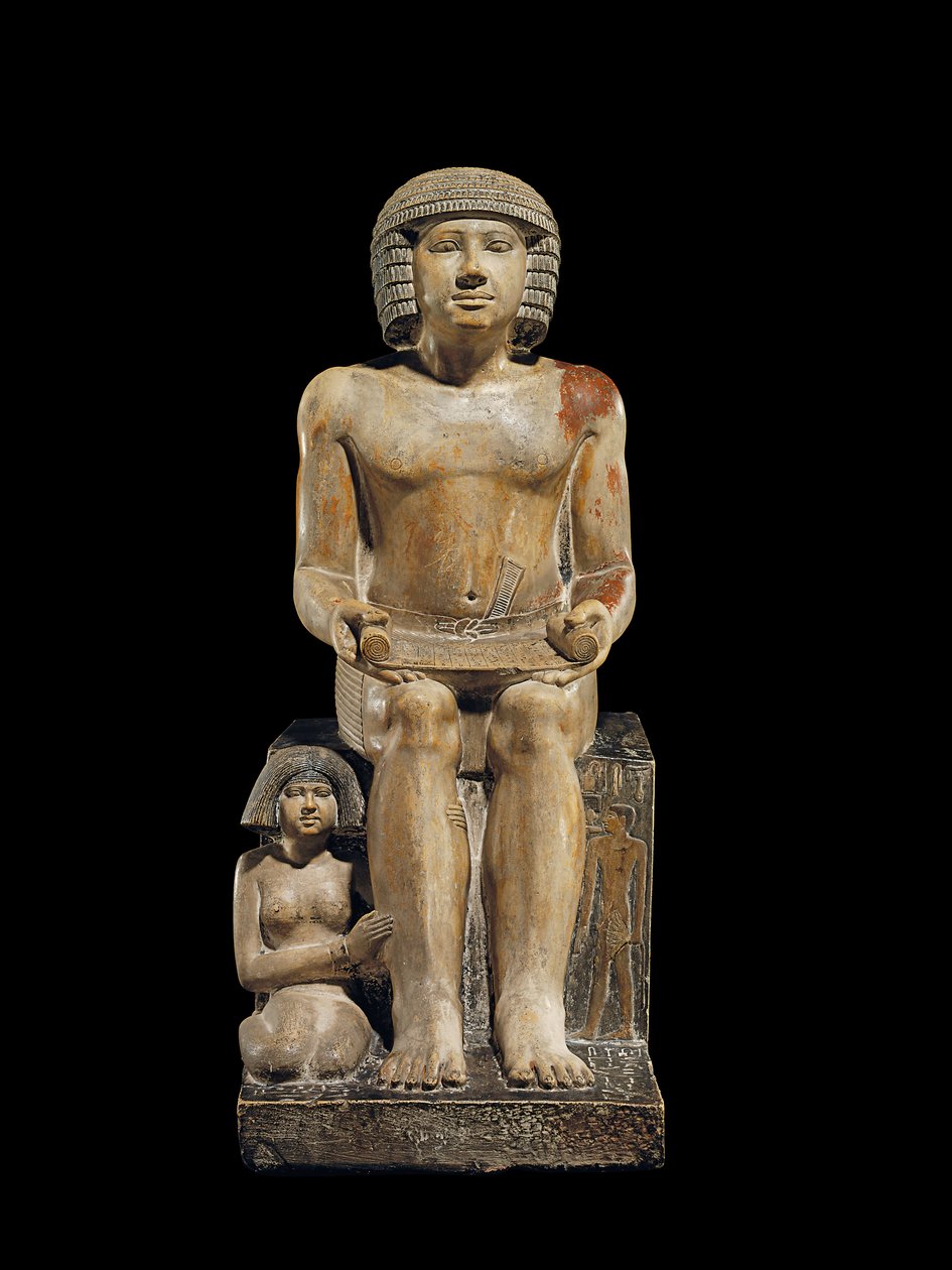 Staty för inspektören av de skriftlärda Sekhemka, c.2400-2300 f.Kr. (målad kalksten) av Egyptian 5th Dynasty