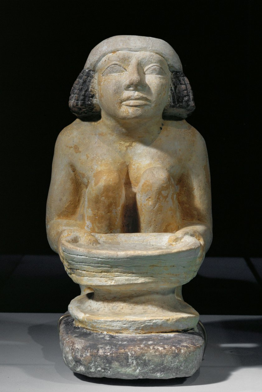 Kvinna med såll. Från Gizeh, mastaba av Djacha. Mitten (kalksten) av Egyptian 5th Dynasty