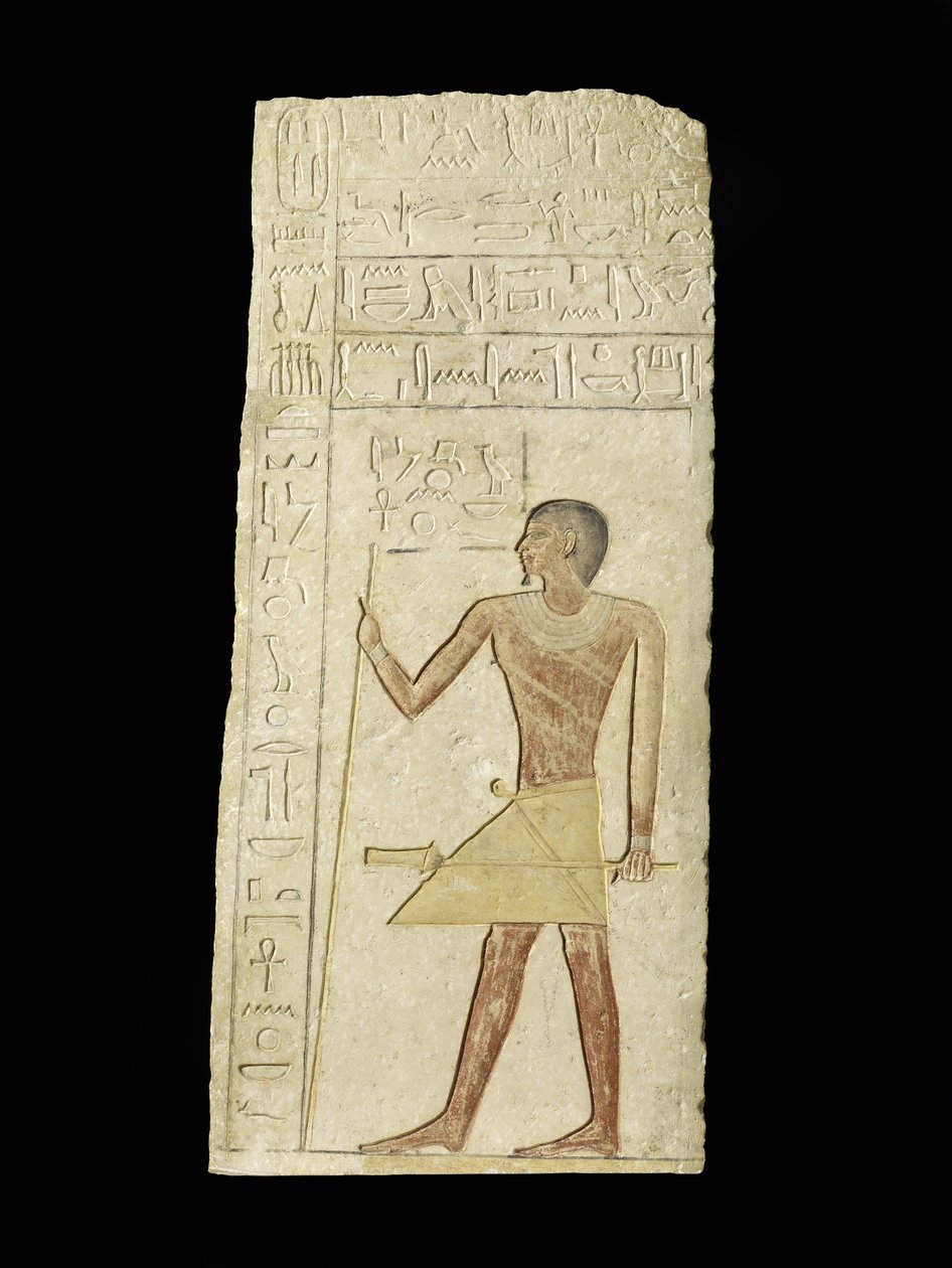 Relief föreställande Ankh-neb-ef, 2345-2181 f.Kr. (kalksten och pigment) av Egyptian 6th Dynasty