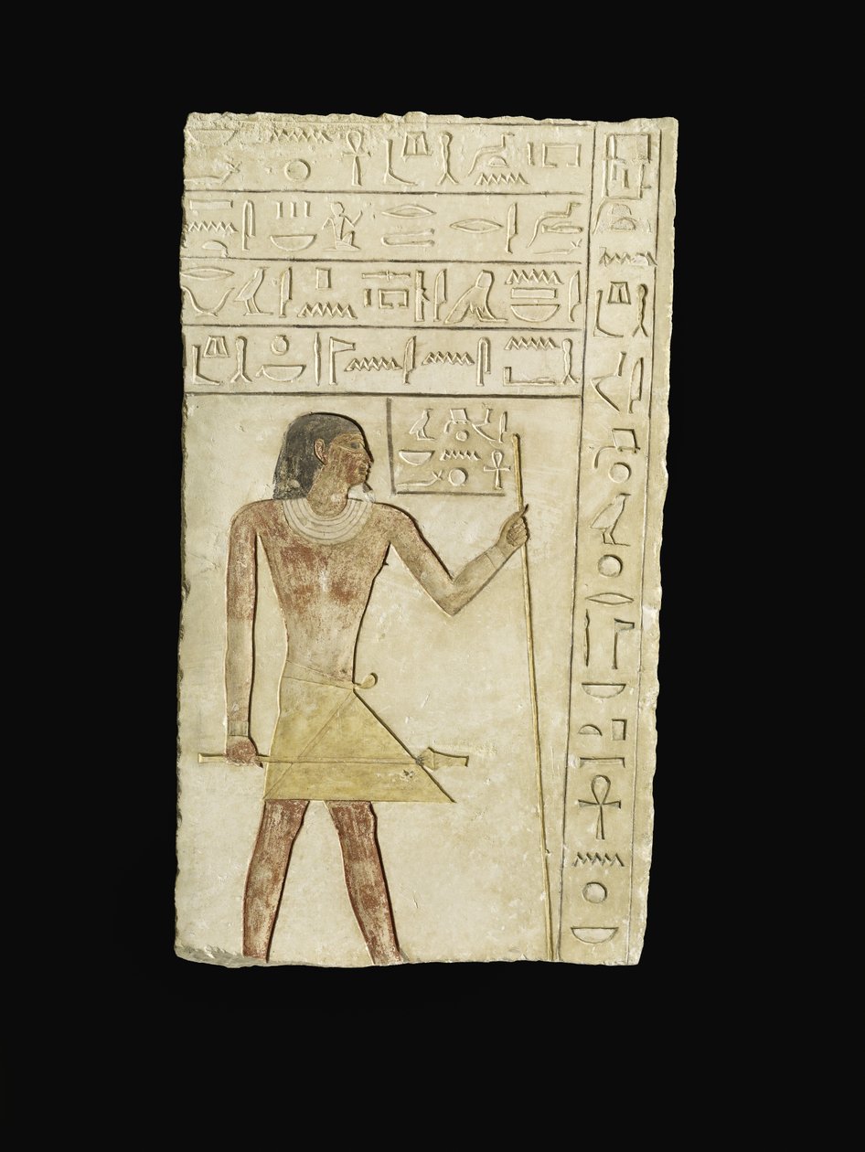 Relief föreställande Ankh-neb-ef, 2345-2181 f.Kr. (kalksten och pigment) av Egyptian 6th Dynasty