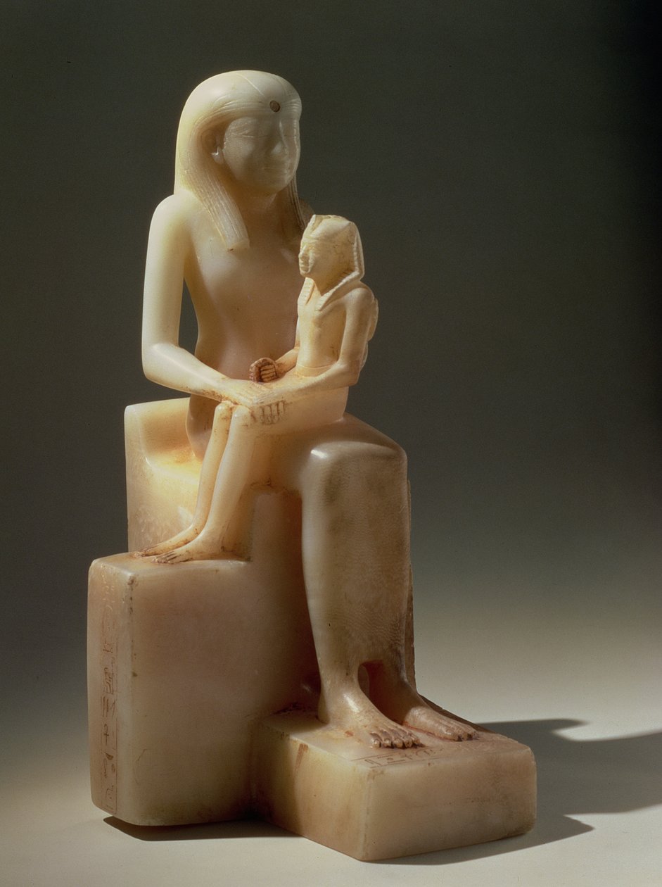 Pepy II och hans moder drottning Meryreankhnes, möjligen från Saqqara, Gamla kungariket (kalcit) av Egyptian 6th Dynasty Egyptian 6th Dynasty