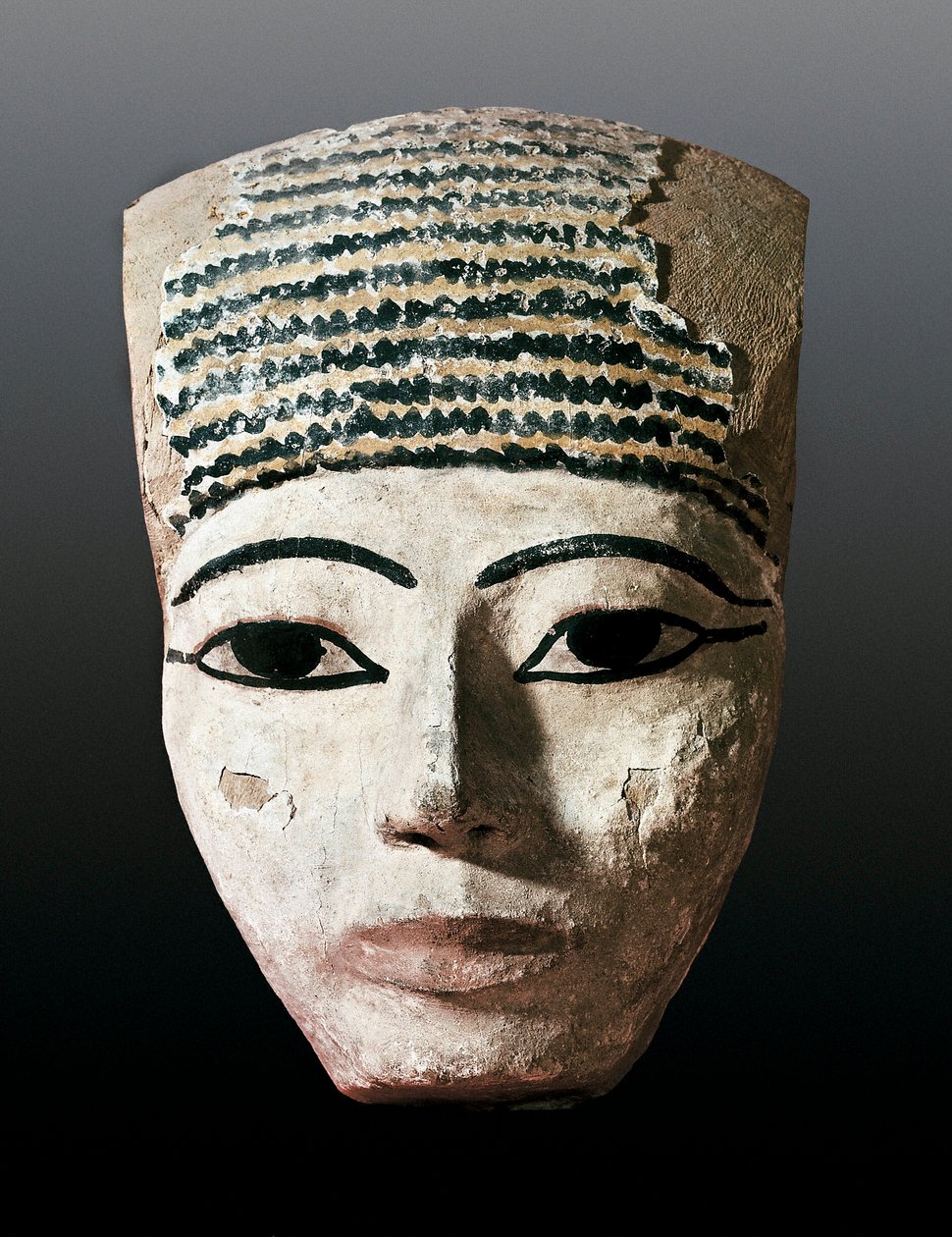 Forntida Egypten: Porträtt för en egyptisk sarkofag. 1600-1100-talet av JC. Polykrom träsnideri. Monistrol of Montserrat, Montserrat Museum. av Egyptian Egyptian