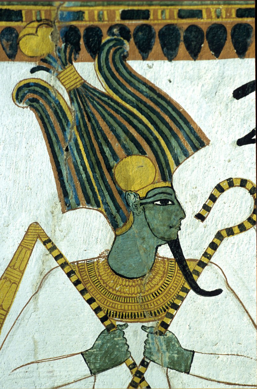 Forntida Egypten, Väggmålning, , Osiris, underjordens herre, Sennedjems grav, Thebe, Deir el Medina av Egyptian Egyptian