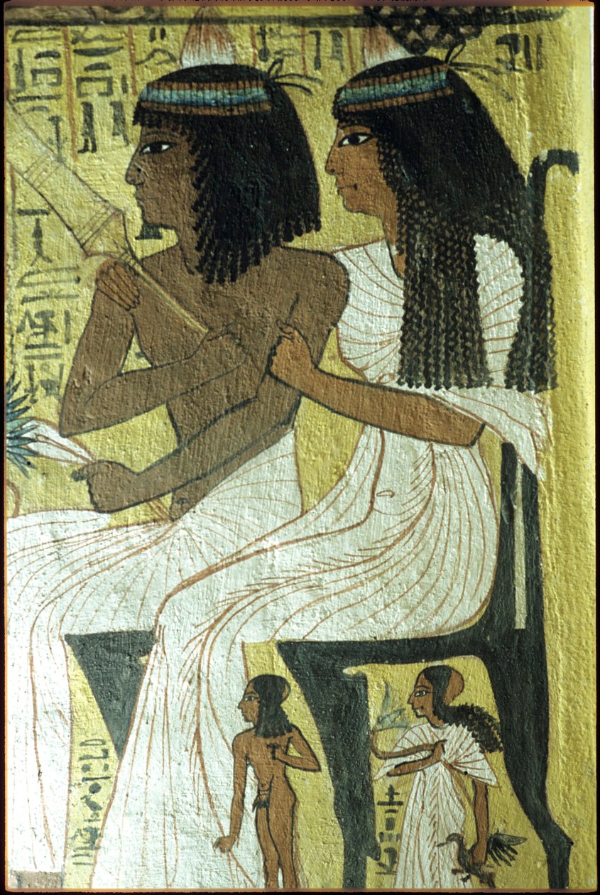 Forntida Egypten, Väggmålning, Sennedjems grav, De adligas grav, Thebe, Deir el Medina av Egyptian Egyptian