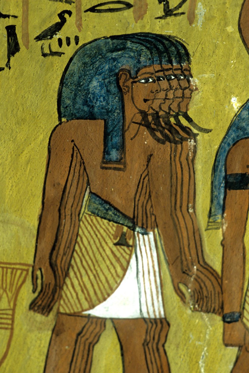 Forntida Egypten, Väggmålning/karv, Gudar som följer Ra på solbarken, Sennedjems grav, Thebe av Egyptian Egyptian