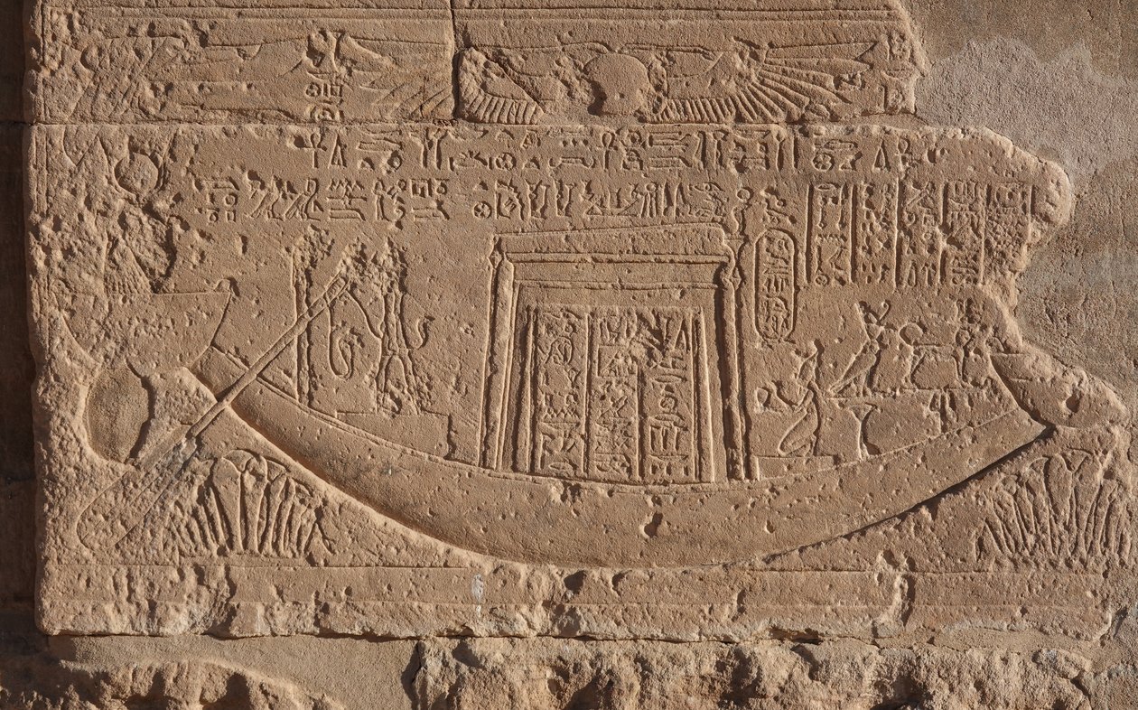 Båten symboliserar livet och solen, Philae-templet av Egyptian Egyptian
