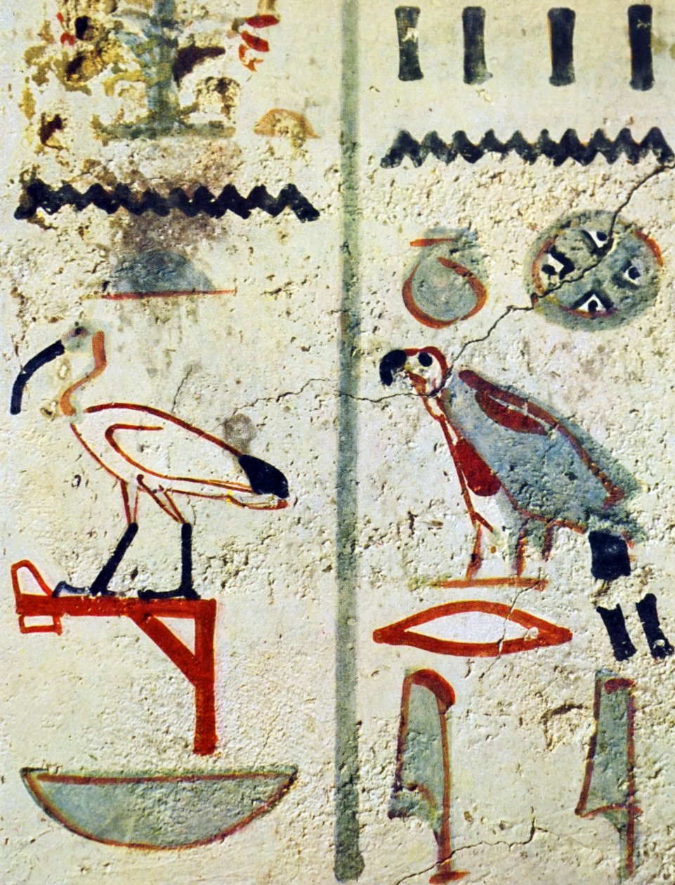 Egyptiska hieroglyfer från en väggmålning i en grav av Egyptian Egyptian