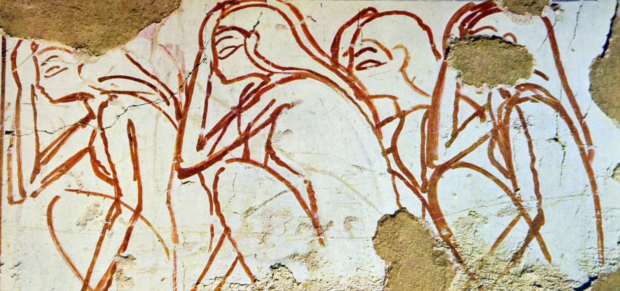Väggmålning i egyptisk grav av Egyptian Egyptian
