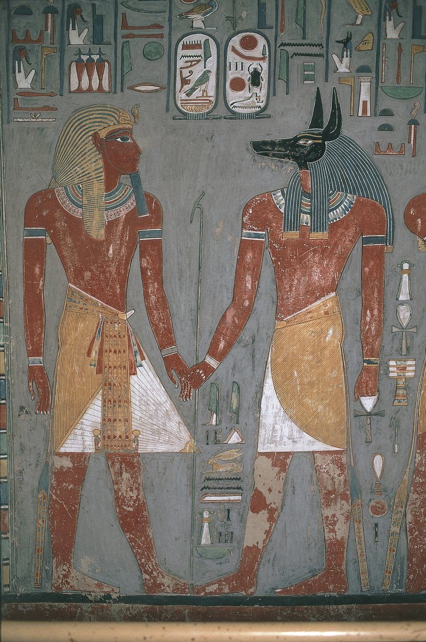 Farao och Anpu håller varandra i hand av Egyptian Egyptian