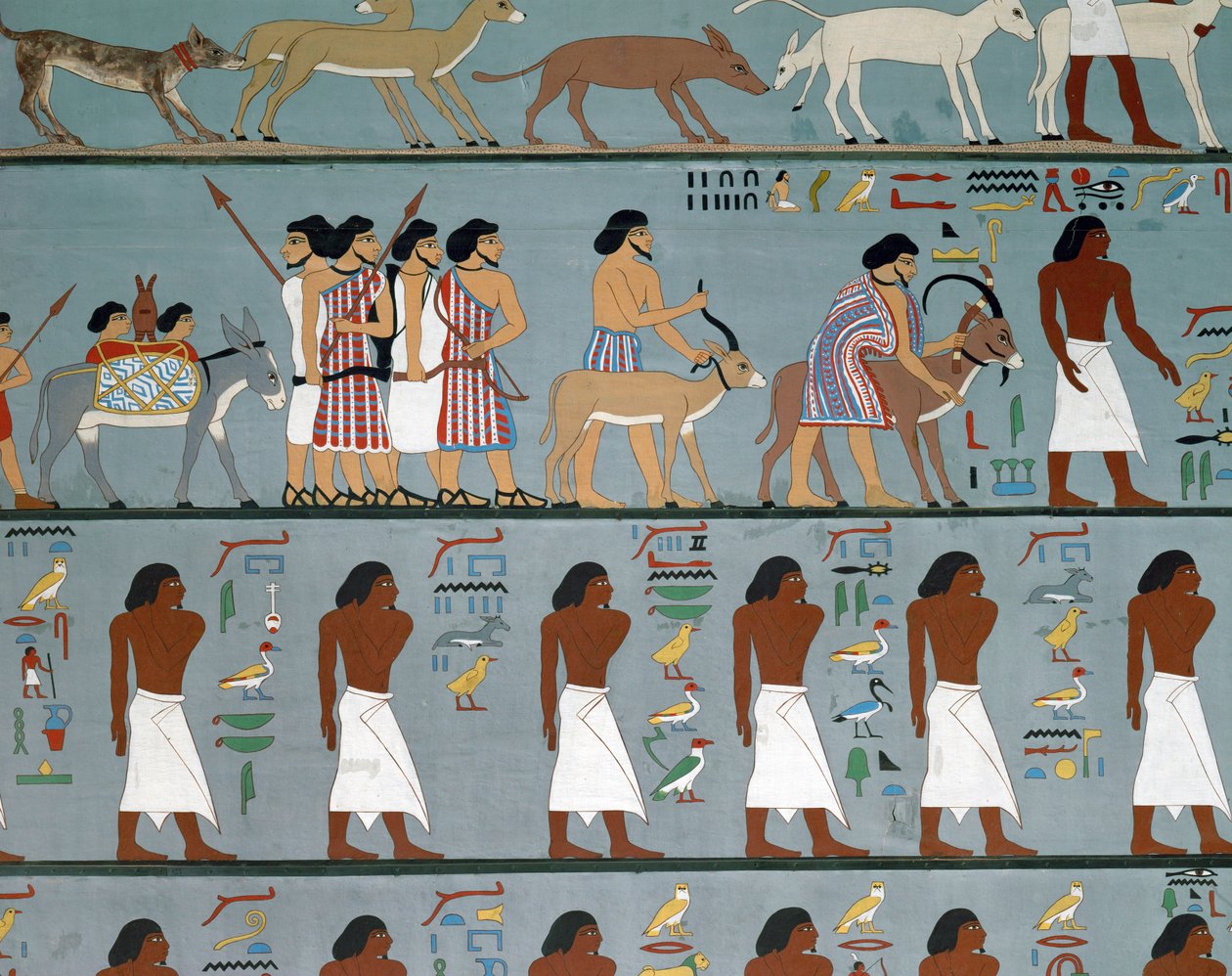 Semitisk stam ber om tillstånd att komma in i Egypten, kopia (målning) av Egyptian Egyptian