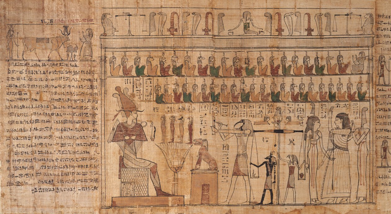 Tsekhons dödbok, detalj, vägning av själar (psykostas), -664 till -332 (papyrus) av Egyptian Egyptian