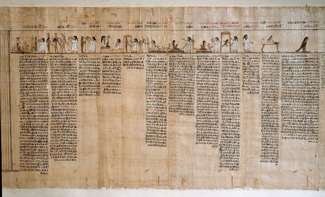 Egyptian Antiquit: Papyrus of a Book of the Dead. Ptolemaisk tid. Turin, egyptiska museet - det antika Egypten: papyrus från de dödas bok. Ptolemaisk tid. Egyptiska museet, Turin, Italien av Egyptian Ptolemaic Period