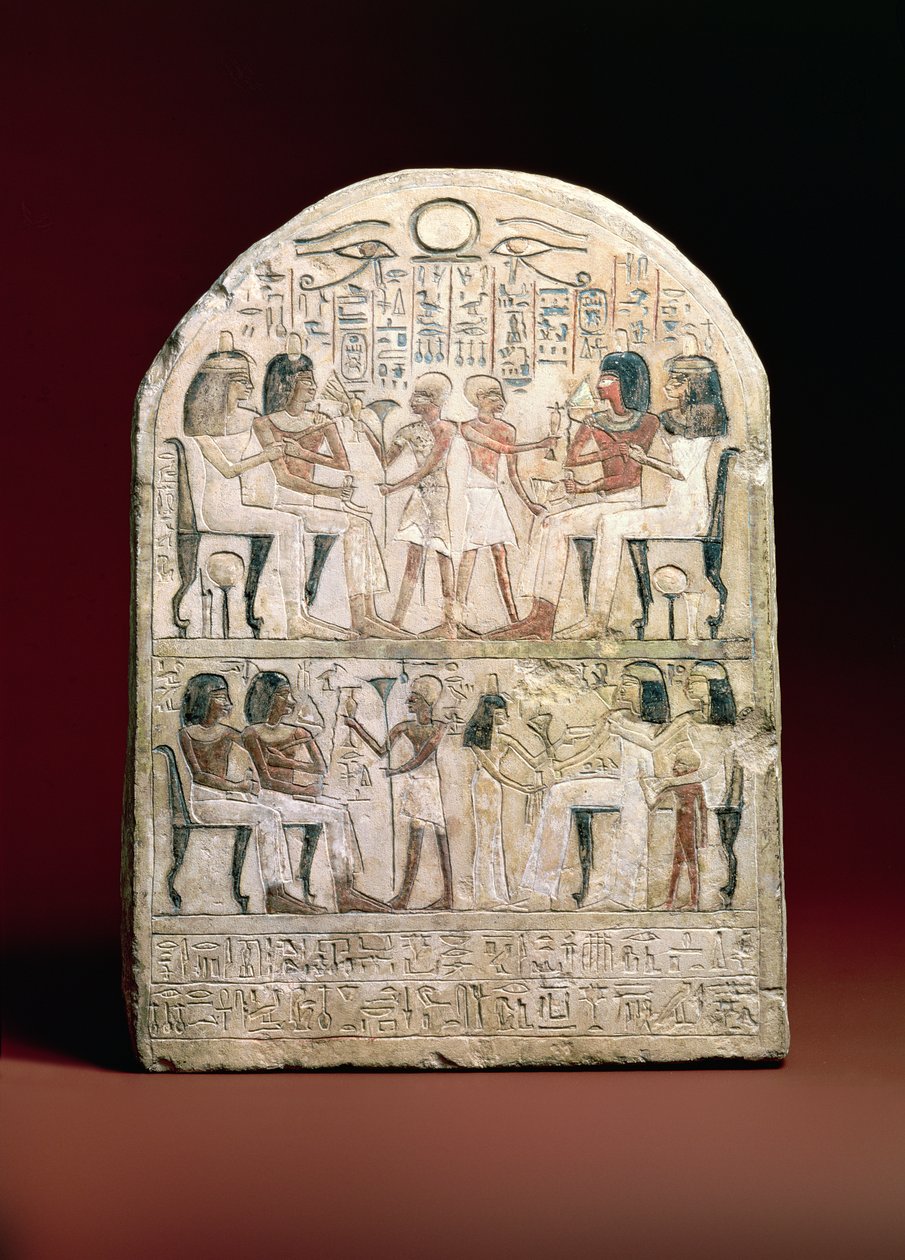 Begravningsstela, 156 f.Kr. (målad kalksten) av Egyptian Ptolemaic Period