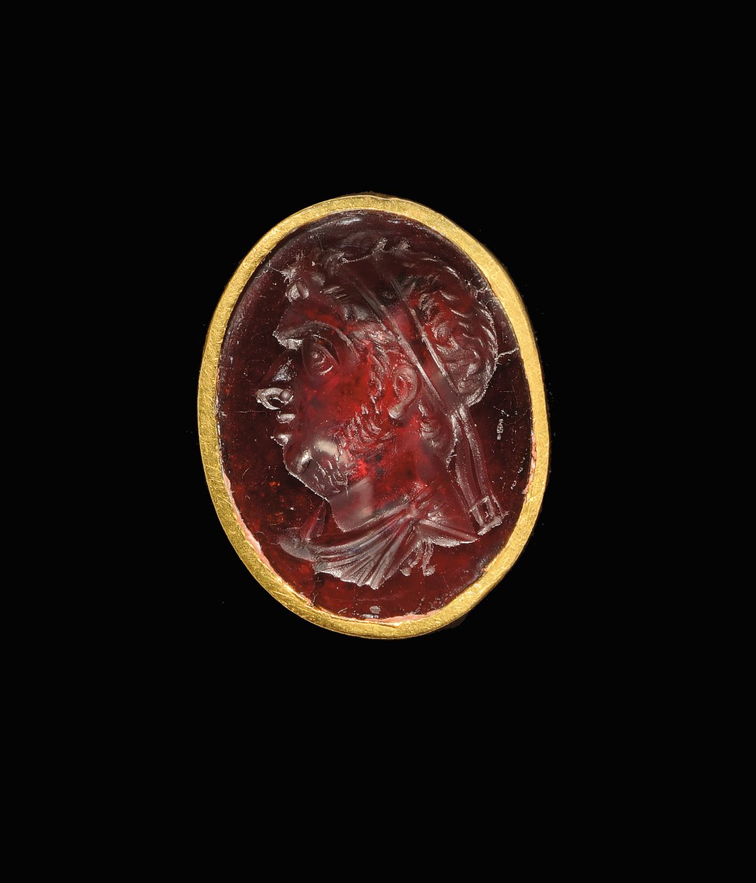 Hellenistisk intaglioring med kungligt porträtt av en ptolemaisk härskare, troligen Ptolemaios IX, Soter II, sent 2:a - tidigt 1:a århundradet f.Kr. av Egyptian Ptolemaic Period