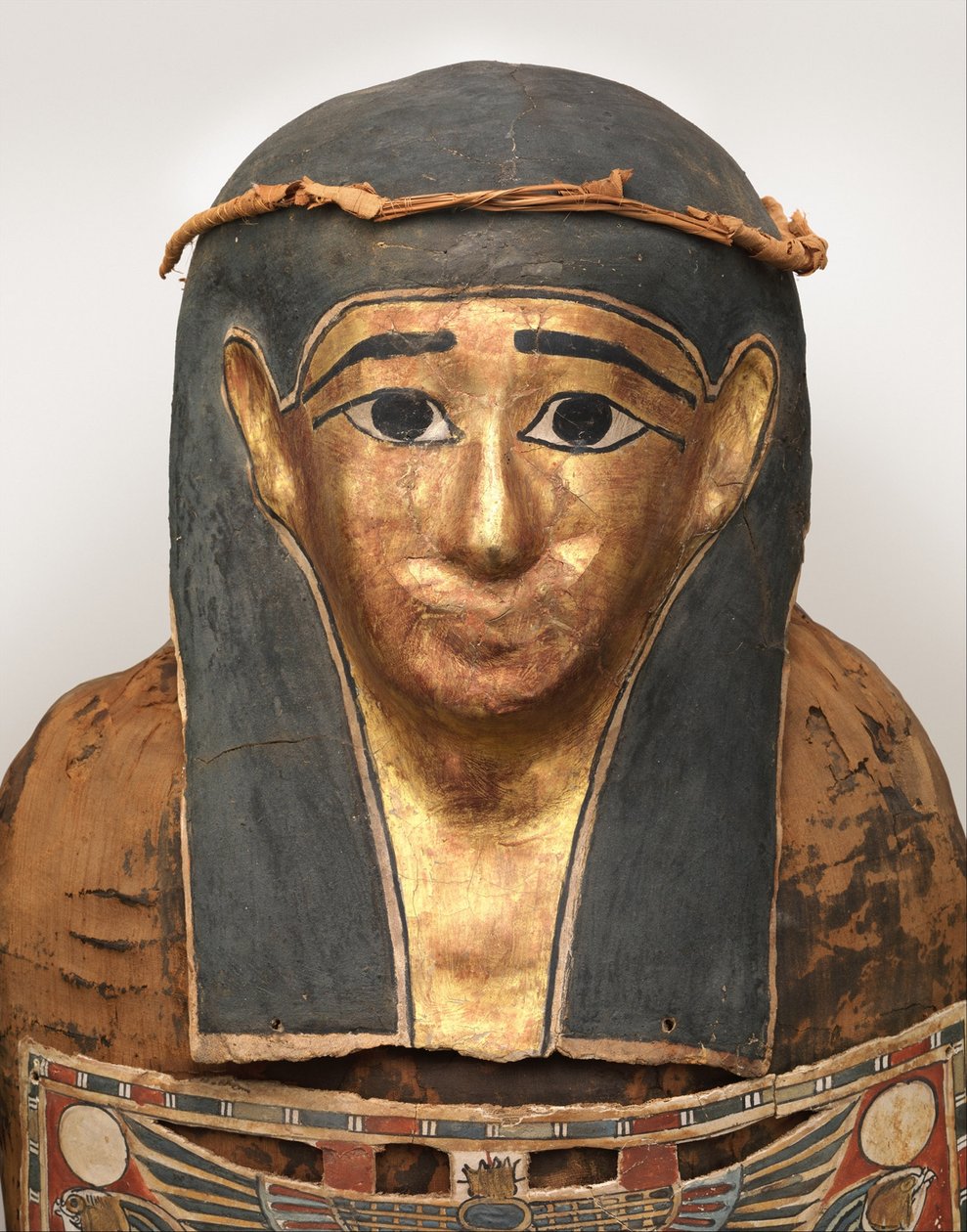 Mummy of Nesmin (detalj av mumiemask med växtkrans), 200-30 f.Kr. av Egyptian Ptolemaic Period