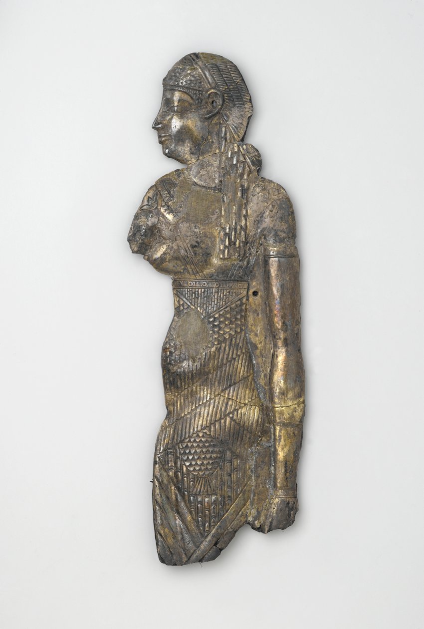 Panel som föreställer en kvinnlig figur, möjligen 1:a århundradet f.Kr. (guldpläterat repouset silver) av Egyptian Ptolemaic Period