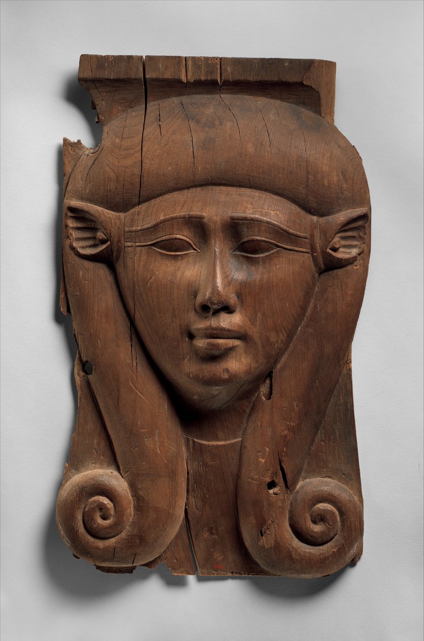 Panel från en Hathor-kolonn, 380–200 f.Kr. (cederträ) av Egyptian Ptolemaic Period