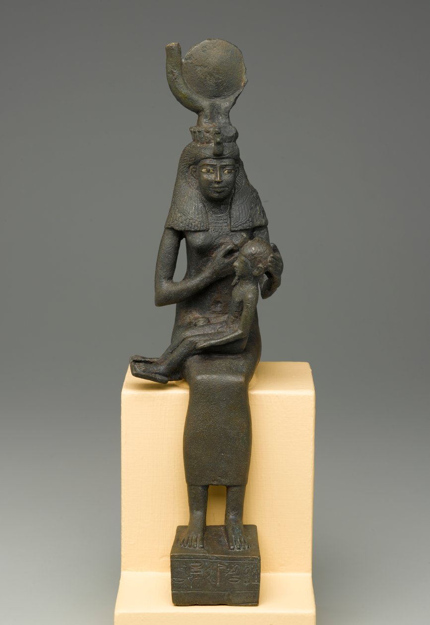 Sittande statyett av Isis som håller Horus (brons) av Egyptian Ptolemaic Period