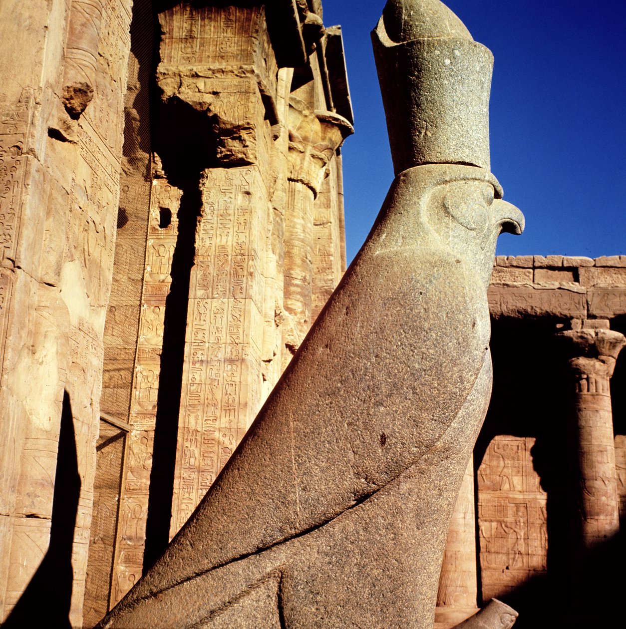 Staty av Horus, i offergården i Horustemplet av Egyptian Ptolemaic Period