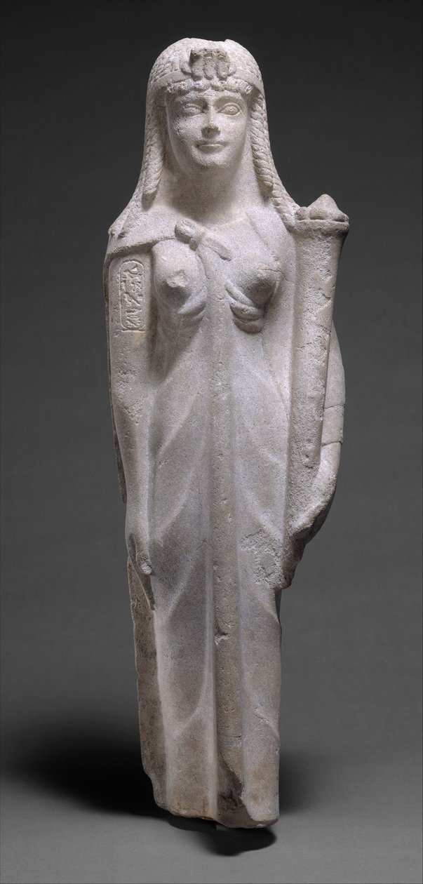 Staty av en ptolemaisk drottning, kanske Kleopatra VII, 200-30 f.Kr. (dolomitisk kalksten) av Egyptian Ptolemaic Period
