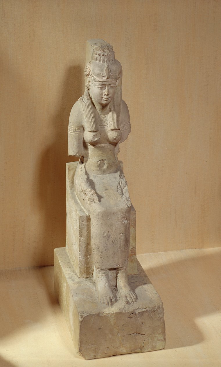 Staty av gudinnan Rattawy, från Medamud (kalksten) av Egyptian Ptolemaic Period