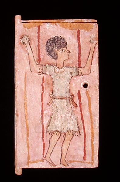 Boy jonglering, dörr från ett skåp (målat trä) av Egyptian School