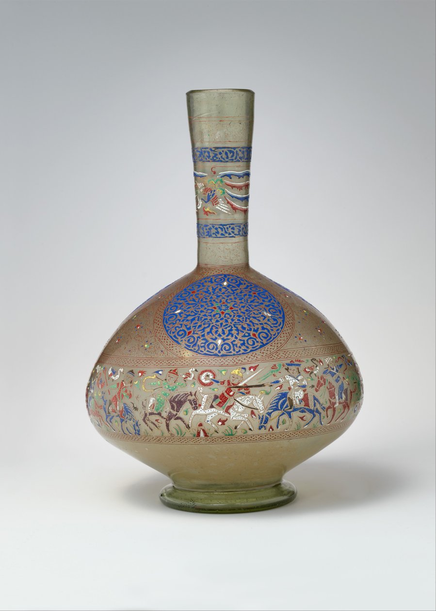 Emaljerad och förgylld flaska, ca 1270-99 (glas) av Egyptian School