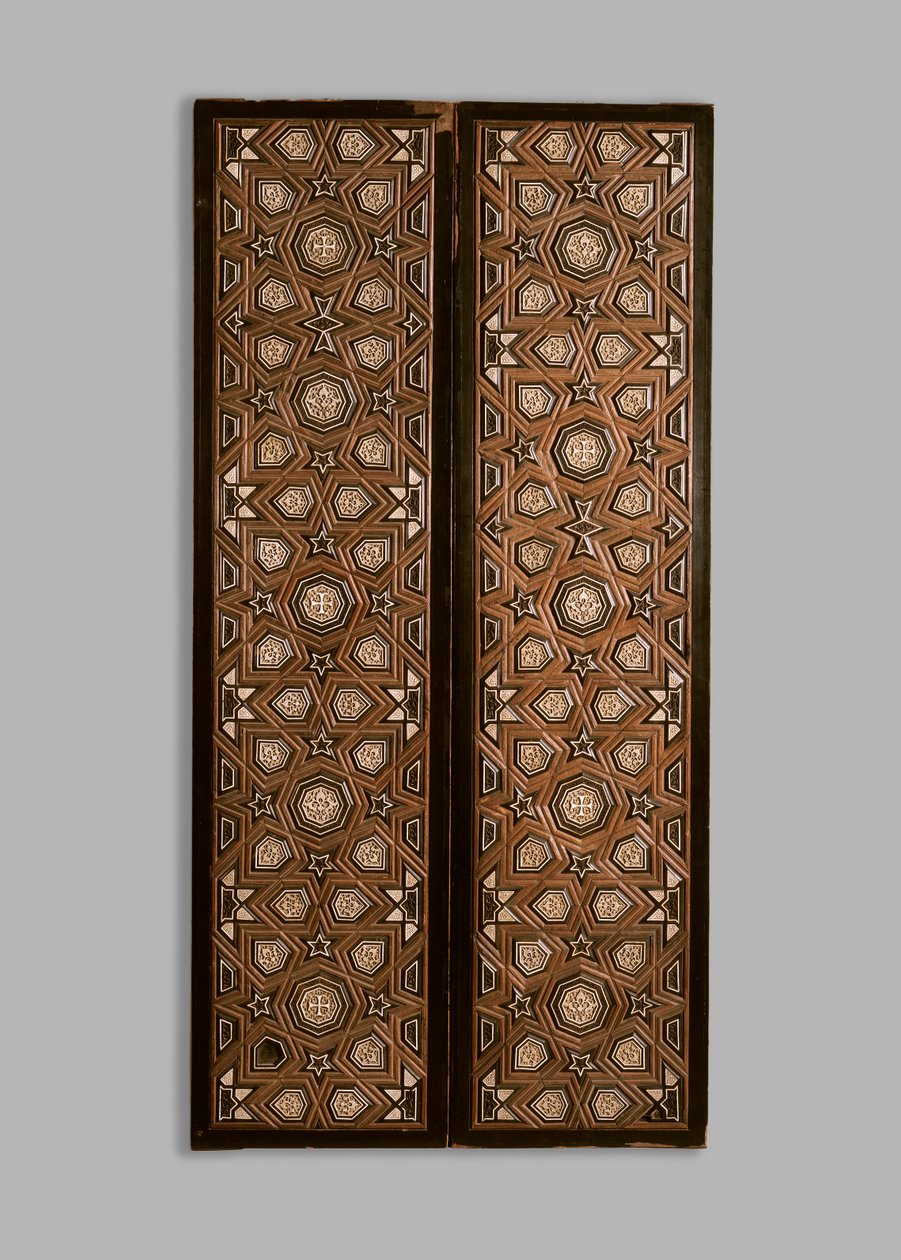Två paneler inlagda med elfenben och ebenholts, 1300-tal av Egyptian School