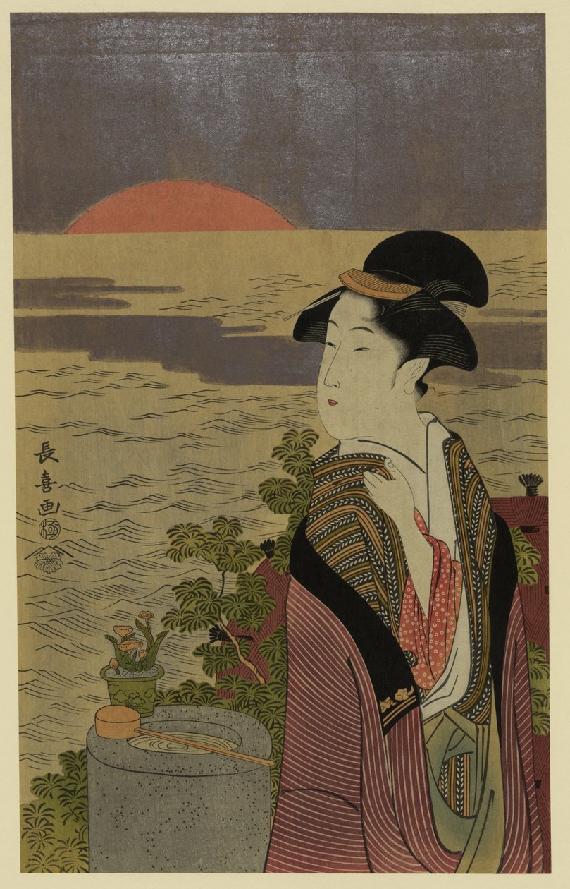 Japanese ukiyo-e full-colour woodblock print av Eishōsai Chōki