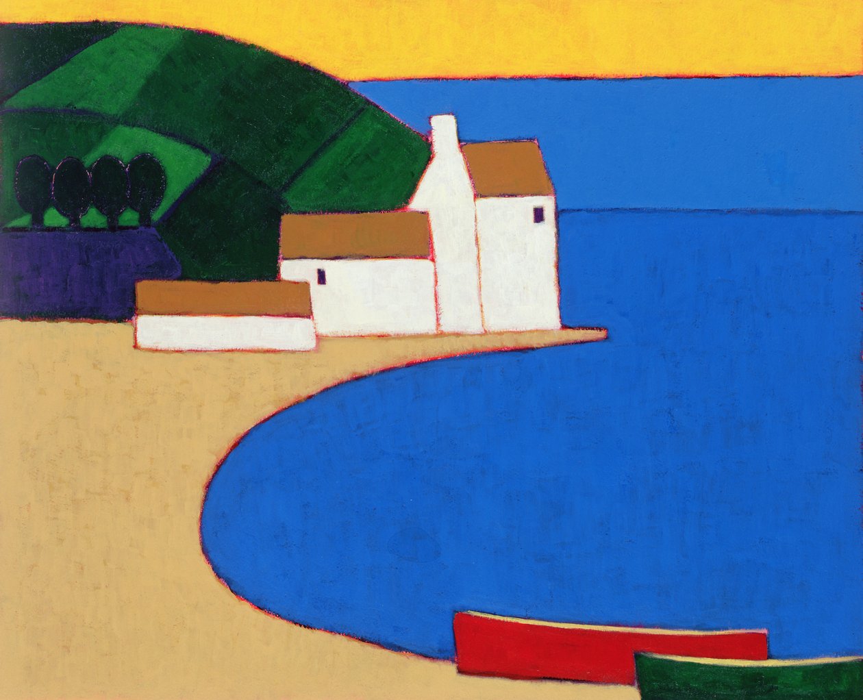 Bay i södra Bretagne, 2004 (akryl på papper) av Eithne Contemporary Artist Donne