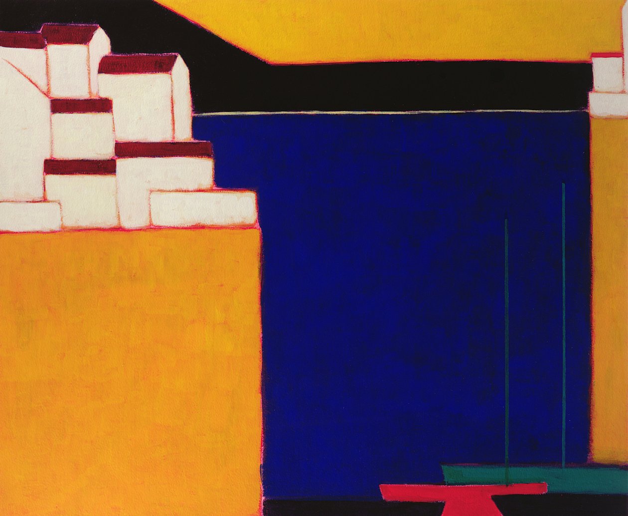 Mileai, Pelion, Grekland, 1998 (akryl på papper) av Eithne Contemporary Artist Donne