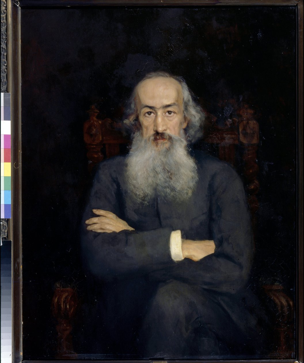 Porträtt av historikern Constantin Bestoujev Rioumine (Bestoujev-Rioumine) (1829-1897) - Målning av Ekaterina Sergeevna Zarudnaya Kavos (1862-1918), olja på duk (101x79 cm) av Ekaterina Sergeevna Zarudnaya Kavos