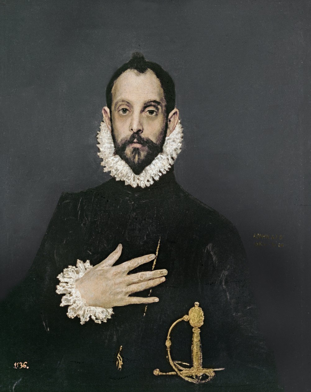 Gentleman med handen på bröstet, c.1580 av El Greco