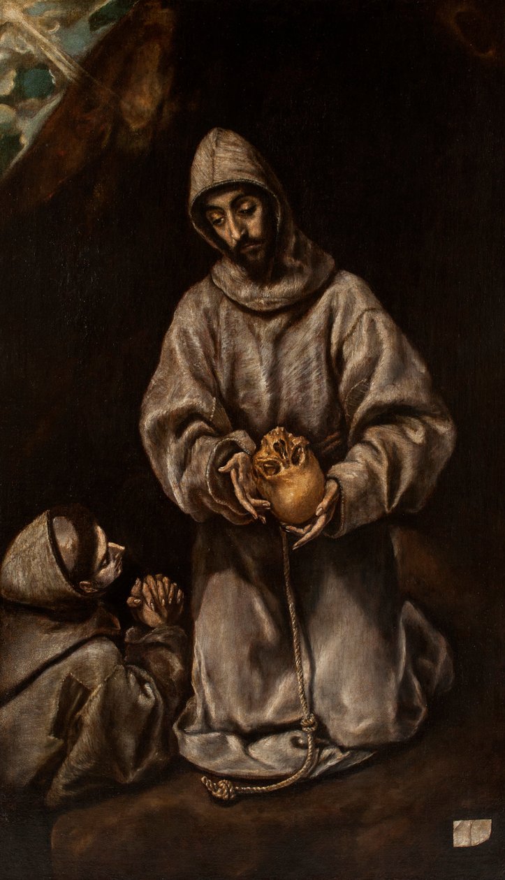 St Francis and Brother Leo Meditating on Death av El Greco