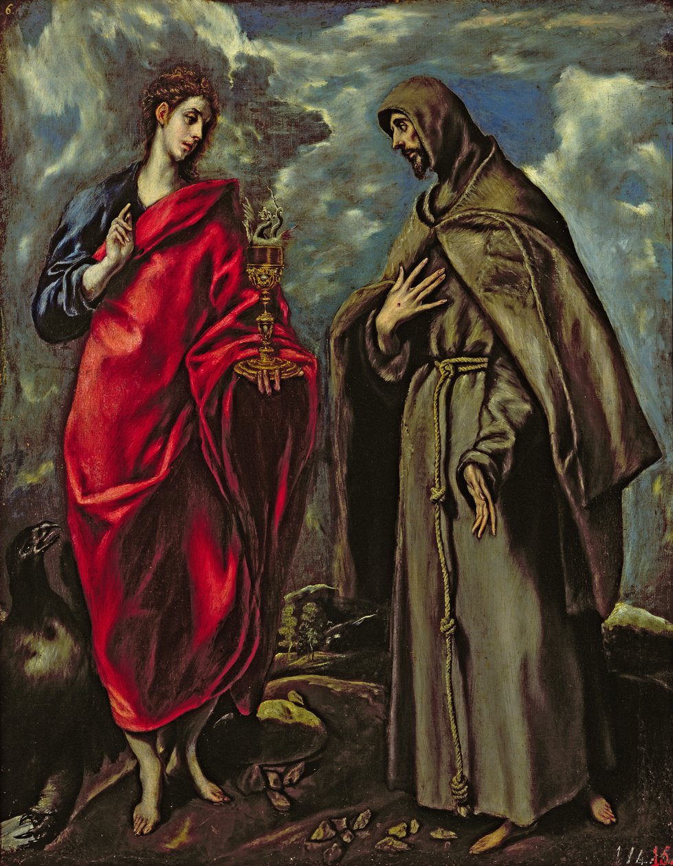 Johannes evangelisten och den helige Franciskus, ca 1600 av El Greco