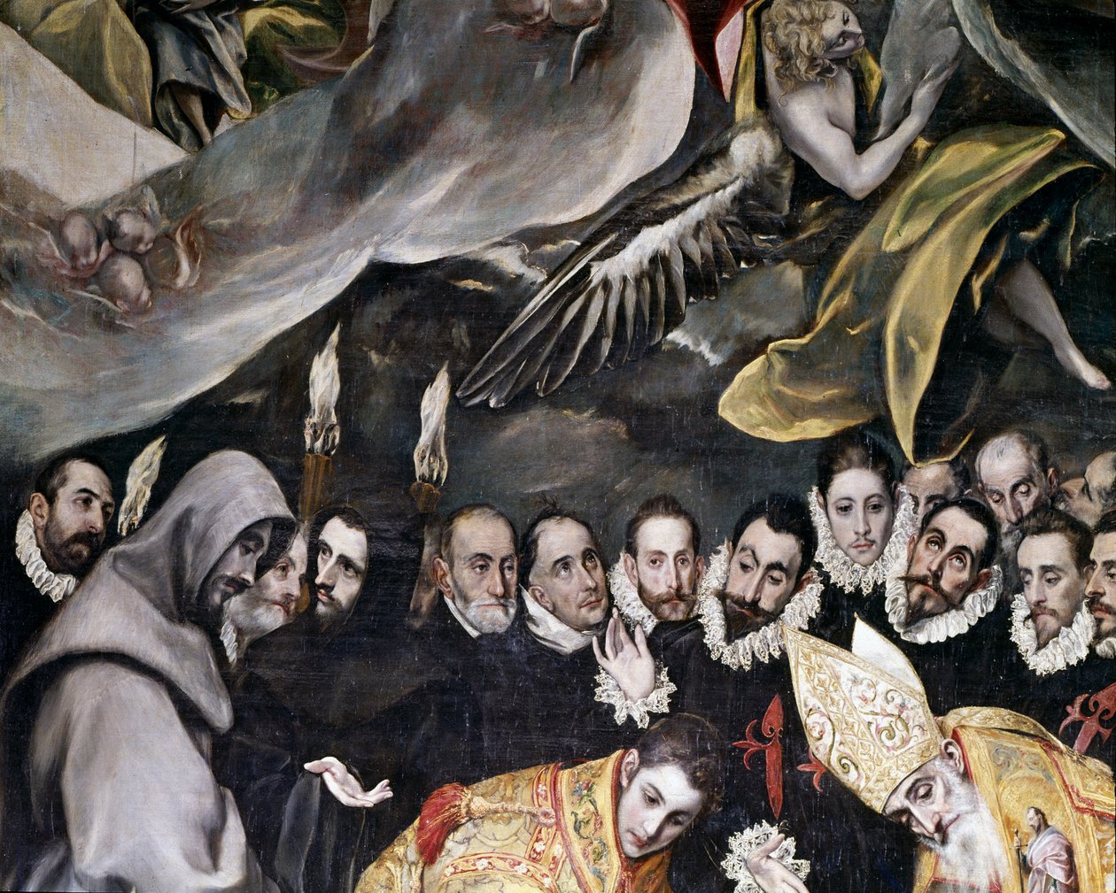 Begravningen av greve Orgaz, från en legend från 1323, detalj, 1586-88 av El Greco