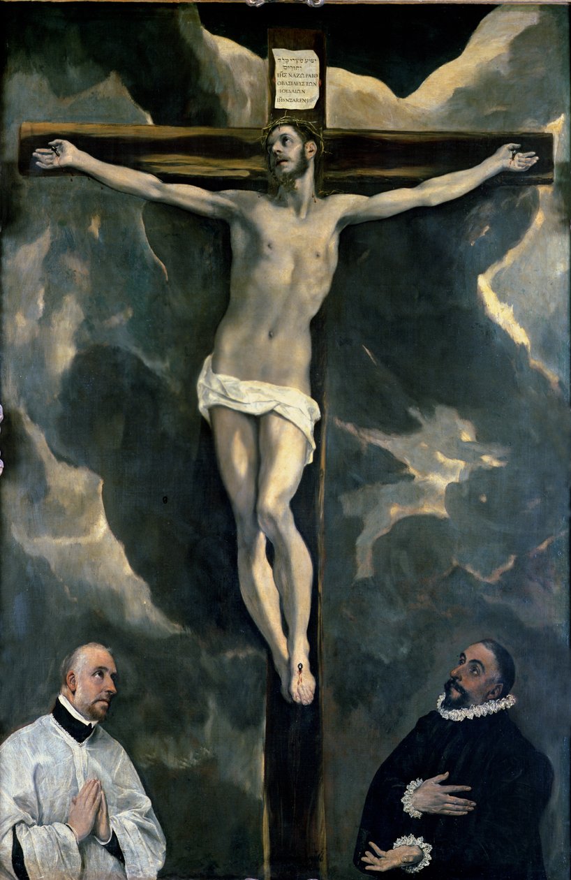 Korsfästelsen med två givare, c.1580 av El Greco
