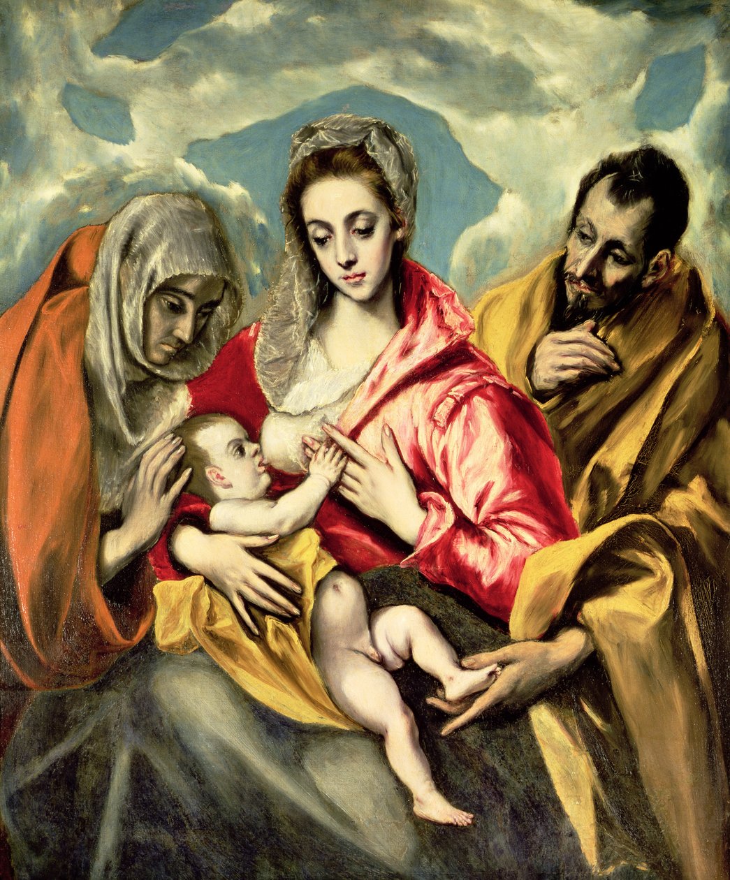 Jungfru och barn med SS. Anne och Josef, 1587-96 av El Greco
