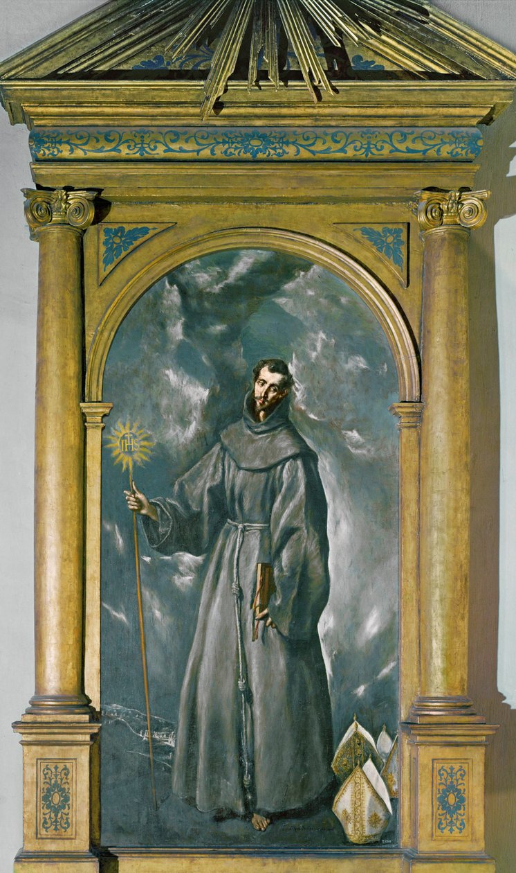 Sankt Bernhard av Siena (målning på duk) av El (1541-1614) Greco