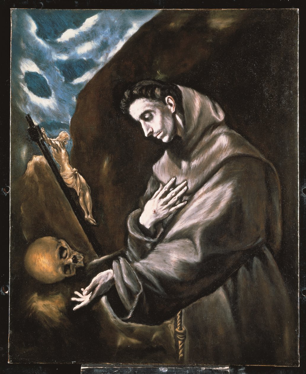 Sankt Franciskus stående i meditation (olja på duk) av El (1541-1614) Greco