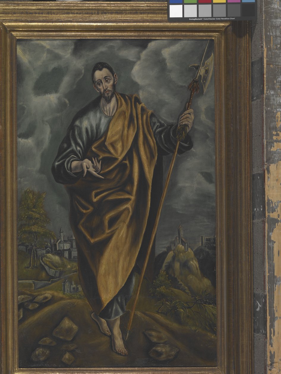 St. Judas Thaddaeus eller St. Thomas (olja på duk) av El (1541 1614) Greco