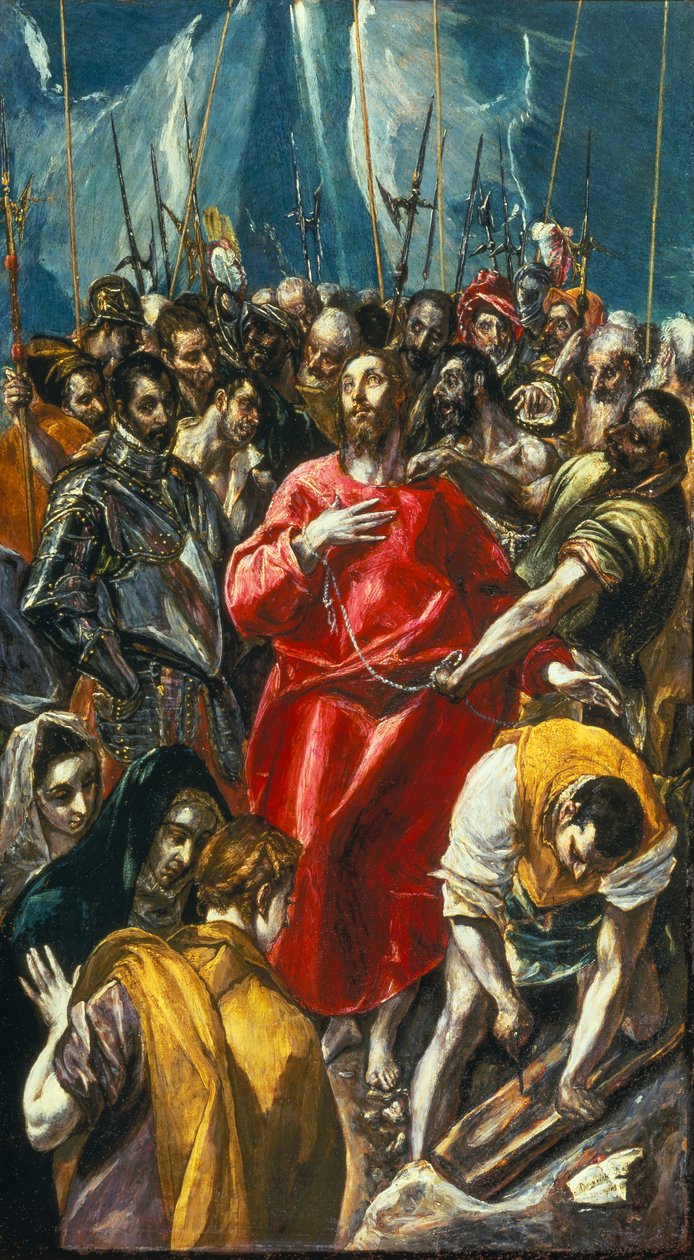The Espolio, The Disrobing of Christ, c.1577-79 (olja på panel) av El (1541 1614) (studio of) Greco