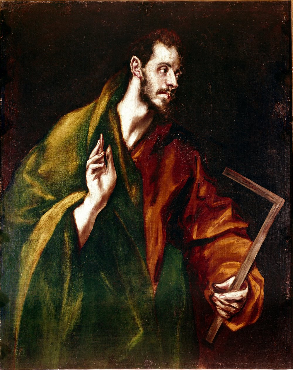 Apostolatet för katedralen i Toledo: Apotren Saint Thomas. Målning av Domenikos Theotokopoulos dit El Greco (1540-1614) av El Greco