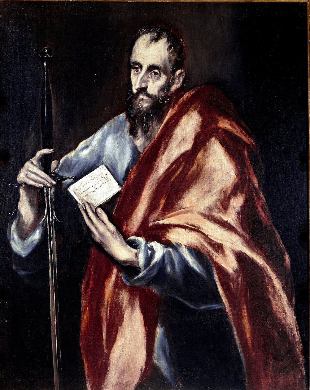 Apostolatet i katedralen i Toledo: Aposteln Sankt Paulus. Målning av Domenikos Theotokopoulos dit El Greco (1540-1614) av El Greco