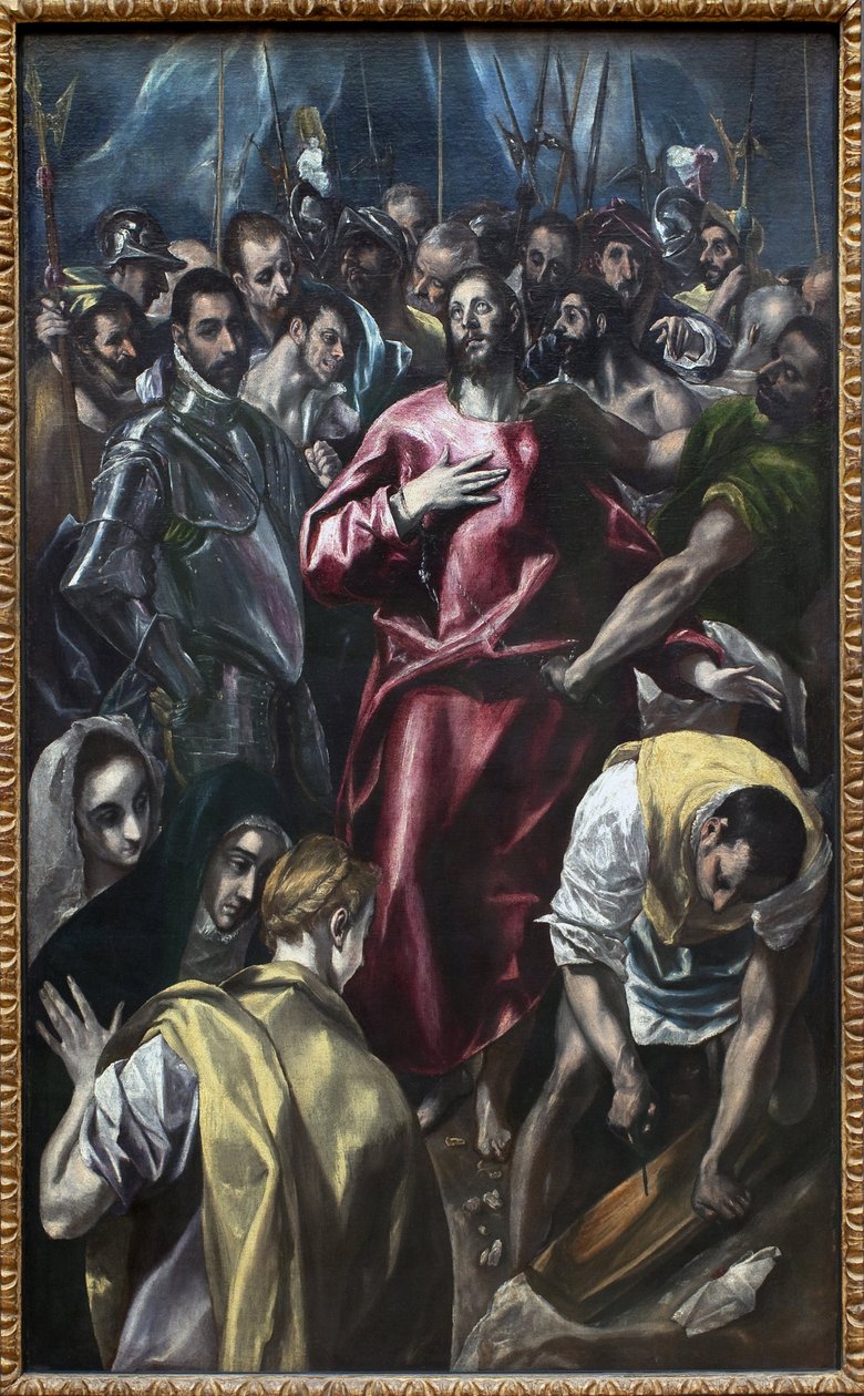 Kristus tog av sig sin tunika. Målning av Domenikos Theotokopoulos kallad The Greco (1541-1614), olja på duk, mellan 1583 och 1584 (99 x 165 cm). spansk konst av El Greco
