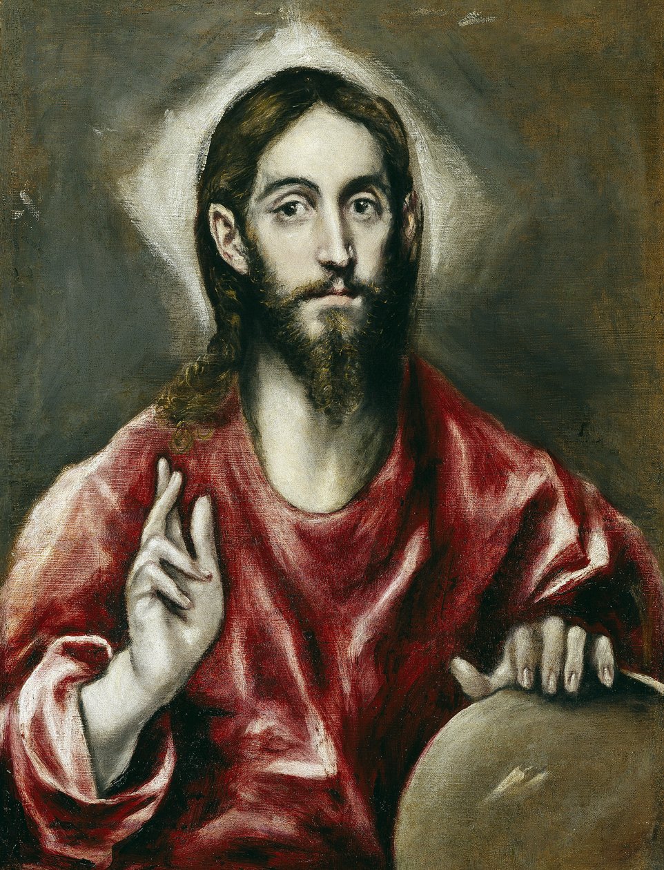 ""Le sauveur du monde"" - Salvator Mundi (Världens Frälsare) - El Greco, Dominikanska (1541-1614) - 1608-1614 - Olja på duk - 72x55 cm - Museo del Prado, Madrid av El Greco