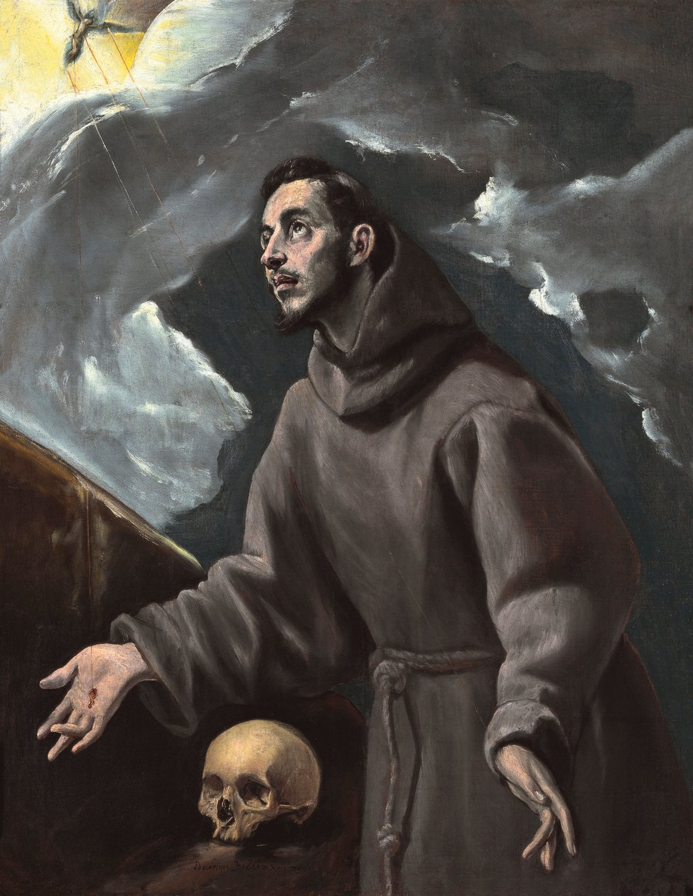 Saint Francis tar emot Stigmata, av El Greco, Dominico (1541-1614). Olja på duk av El Greco