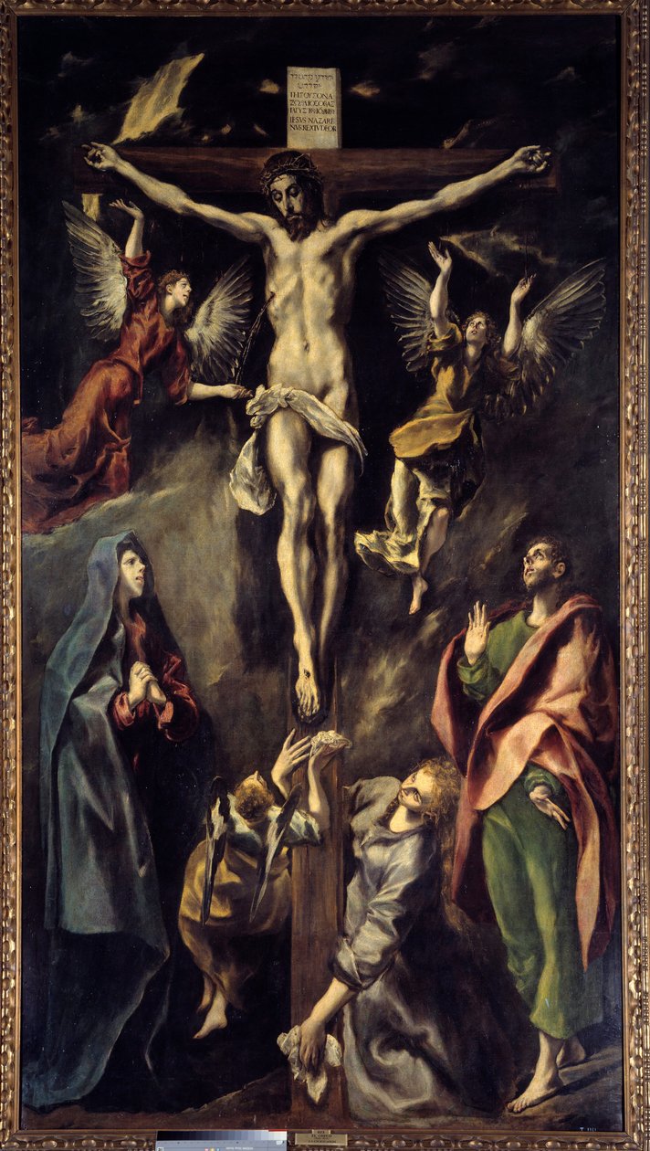 Korsfästelsemålningen av Domenikos Theotokopoulos dit El Greco (1541-1614) 1600-talets sön. 3,12x1,69 m Madrid, Pradomuseet av El Greco