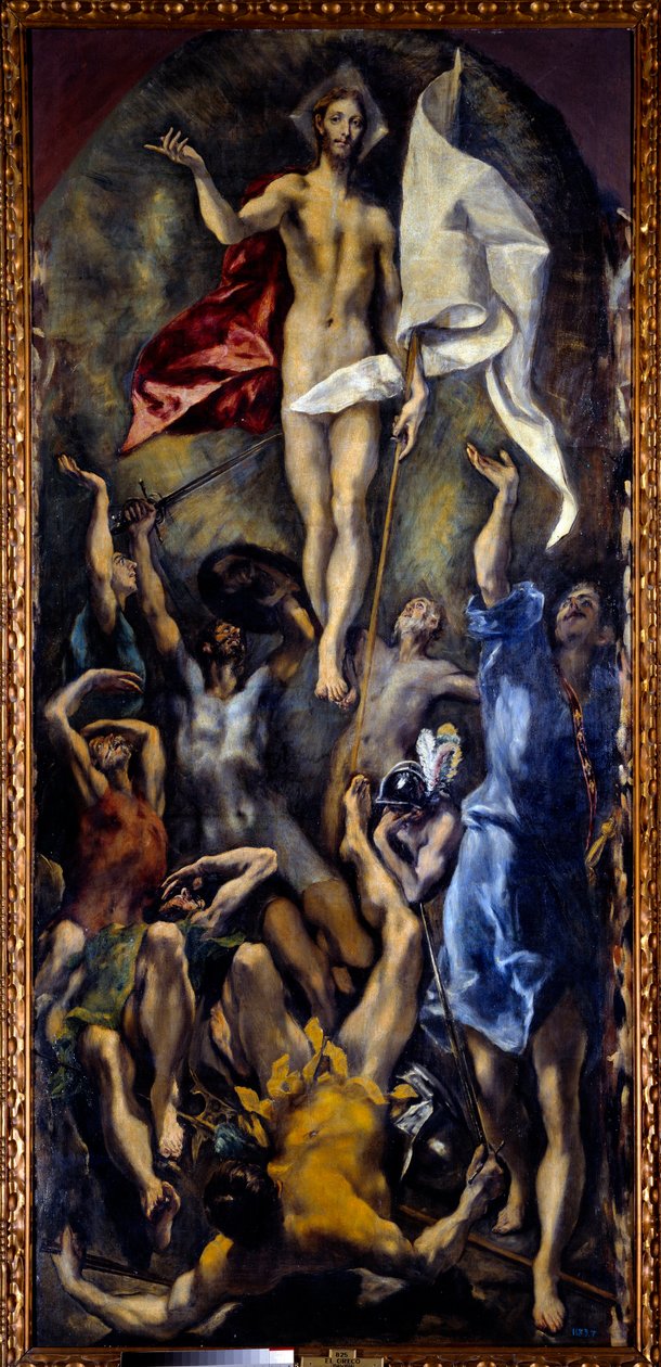 Kristi uppståndelse. Målning av Domenikos Theotokopoulos Dit El Greco (1540-1614) av El Greco