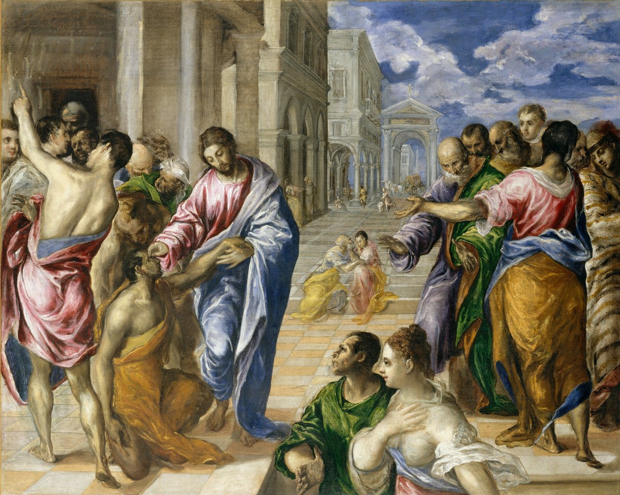 Kristus helar de blinda, ca 1570 av El Greco